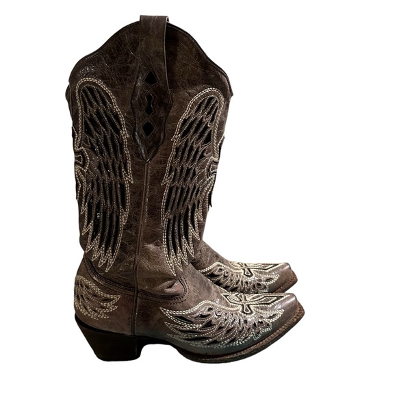 Corral Women’s Sequin‎ Wing & Cross Inlay Western Boot - Snip toe Sz 8.5 - Picture 2 of 7